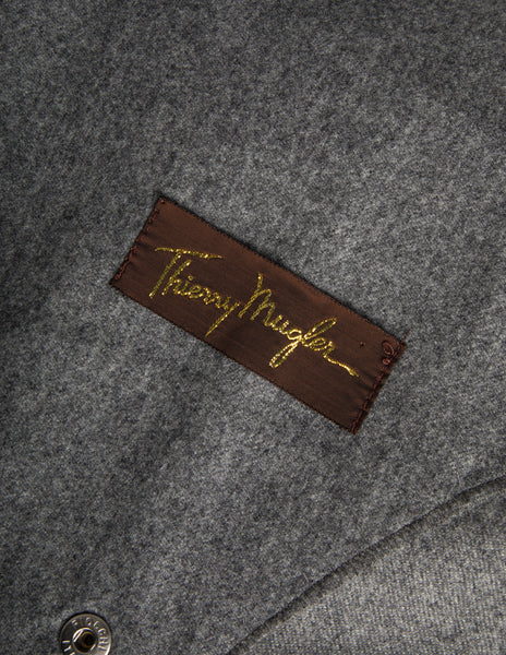 Thierry Mugler Vintage Early 1980s Grey Wool Jacket and Skirt Suit