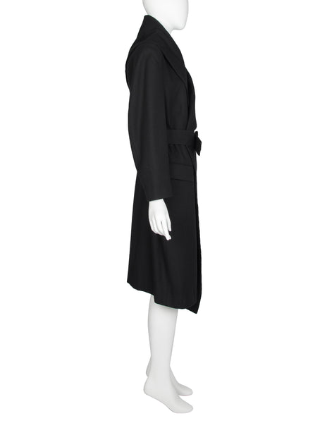 Comme des Garcons Vintage AW 1987 Black Wool Asymmetric Large Shawl Collar Coat