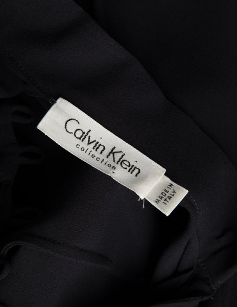 Calvin Klein Collection Vintage AW 2002 Black Diamond Panel Semi-Sheer Silk Gown