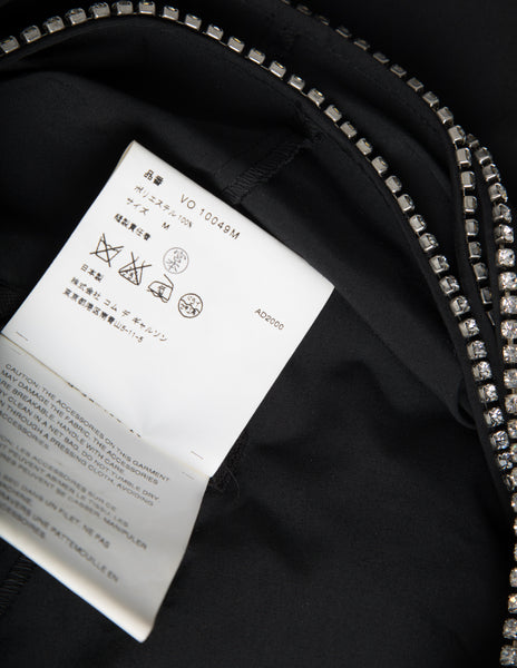 Junya Watanabe Vintage SS 2000 Rhinestone Trim Layered Collar Black A-Line Mini Dress