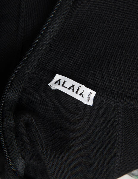 Azzedine Alaia Vintage AW 1987 Black Seamed Knit Skater Dress