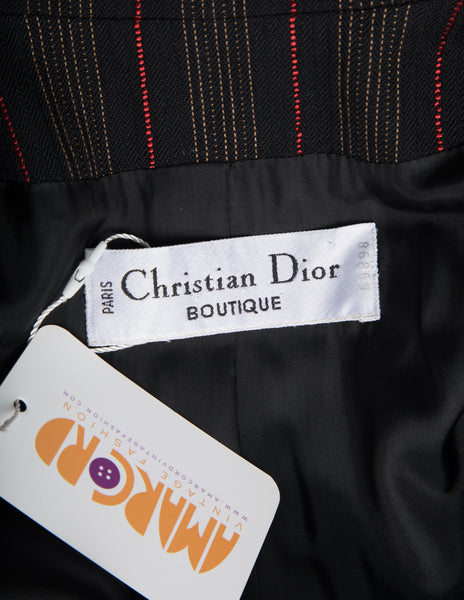 Christian Dior by Gianfranco Ferre Vintage AW 1994 Black Red Striped Jacket and Pant Suit