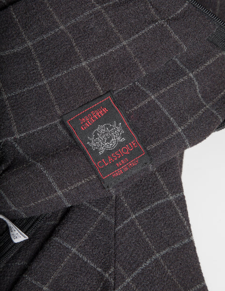 Jean Paul Gaultier Vintage Grey Grid Print Dress and Pant Ensemble