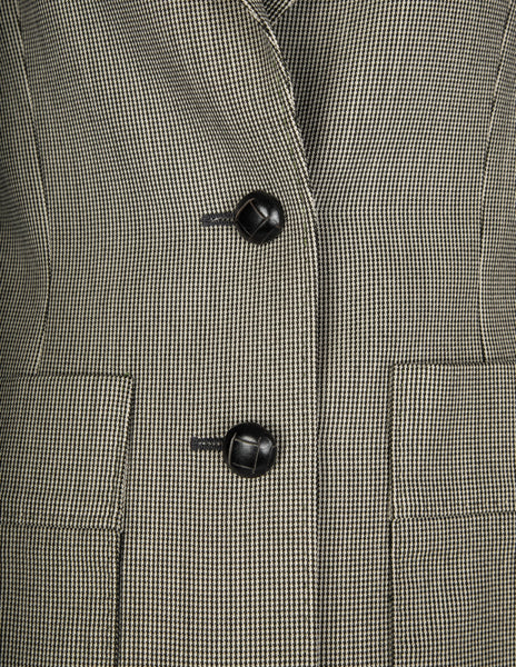 Yves Saint Laurent by Tom Ford Vintage c.2003 Black and Beige Houndstooth Wool Jacket and Pant Suit