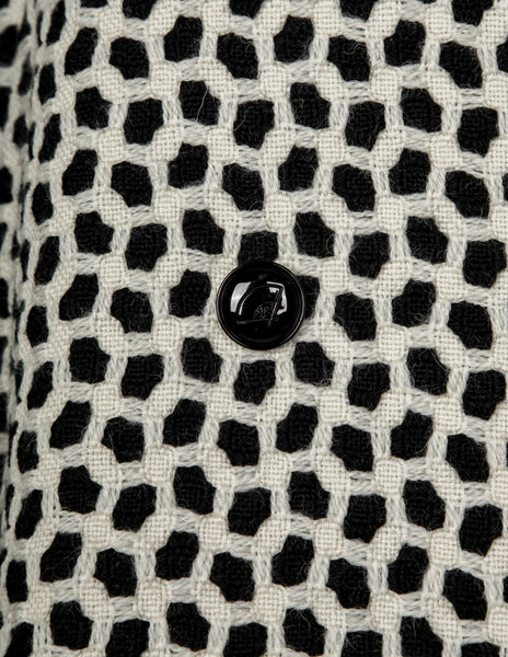 Karl Lagerfeld Vintage 1990s Black and Ivory Mosaic Tweed Coat