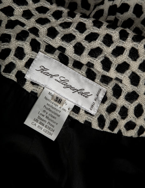 Karl Lagerfeld Vintage 1990s Black and Ivory Mosaic Tweed Coat