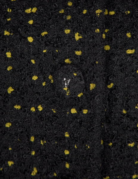Atelier Versace Vintage 1996 Black and Yellow Tweed Boucle Cropped Jacket