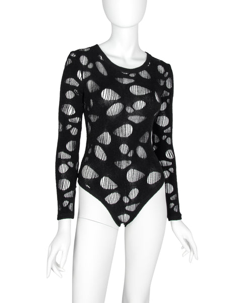 Thierry Mugler Vintage Black Hole Cutout Stretch Bodysuit