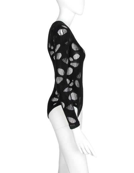 Thierry Mugler Vintage Black Hole Cutout Stretch Bodysuit