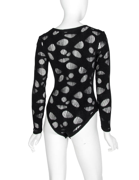 Thierry Mugler Vintage Black Hole Cutout Stretch Bodysuit
