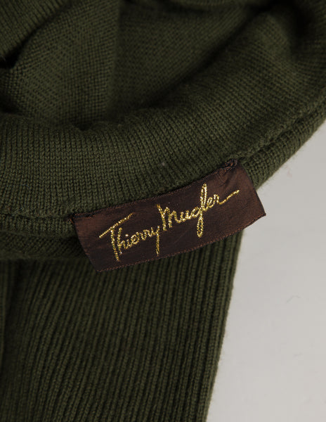 Thierry Mugler Vintage 1970s Green Ribbed Sweater