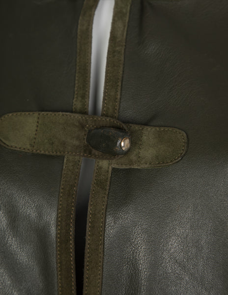 Gucci Vintage 1970s Rare Olive Green Leather and Suede Jacket