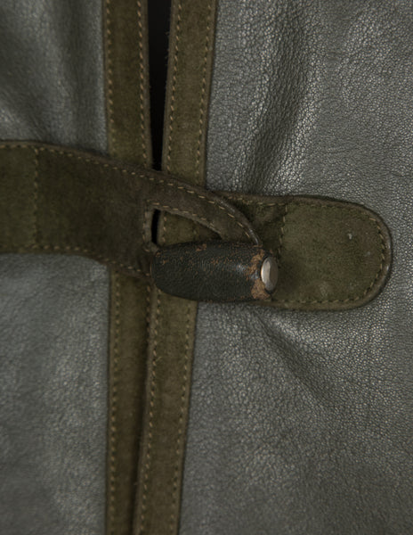 Gucci Vintage 1970s Rare Olive Green Leather and Suede Jacket