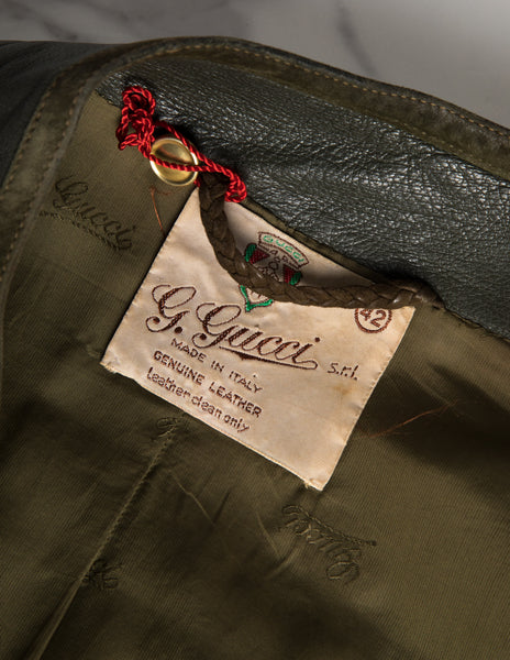 Gucci Vintage 1970s Rare Olive Green Leather and Suede Jacket