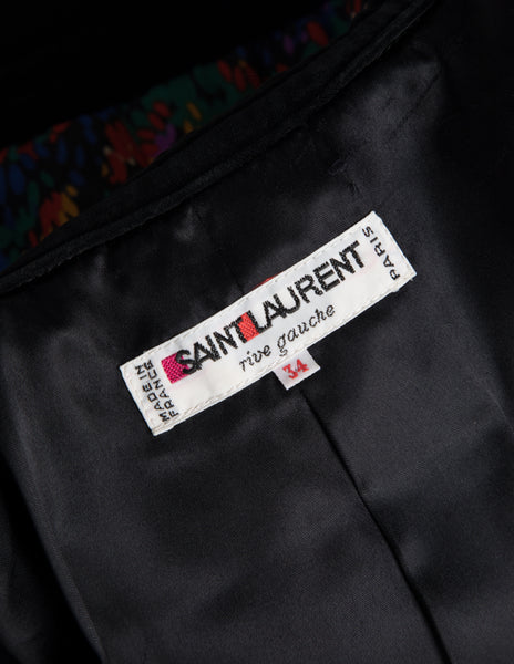 Yves Saint Laurent Vintage AW 1981 Colorful Abstract Print Quilted Cropped Jacket