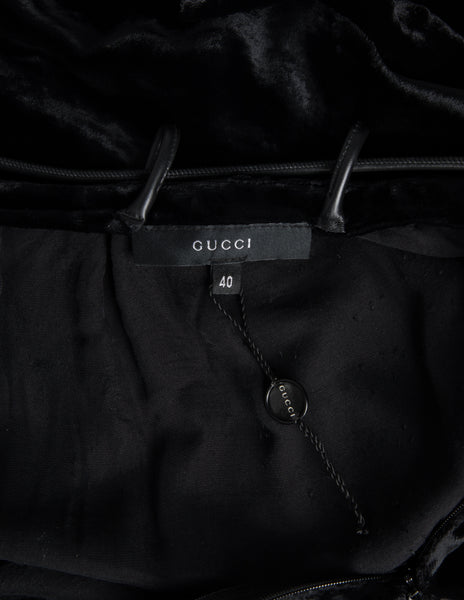 Gucci Vintage AW 1999 by Tom Ford Crushed Velvet Leather Drawstring Skirt