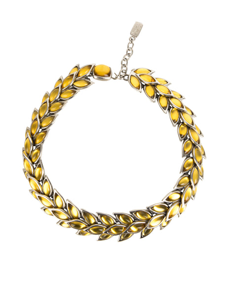 Yves Saint Laurent Vintage Silver and Citrine Wheat Wreath Necklace