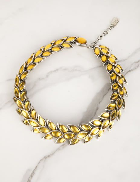 Yves Saint Laurent Vintage Silver and Citrine Wheat Wreath Necklace