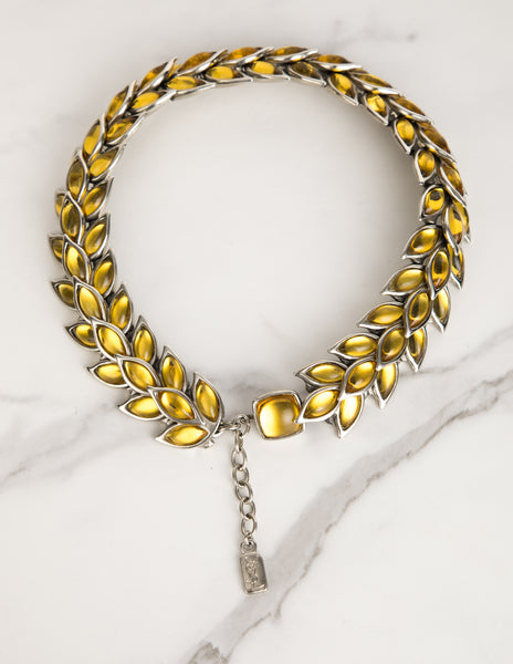 Yves Saint Laurent Vintage Silver and Citrine Wheat Wreath Necklace