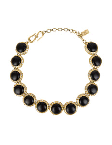 Yves Saint Laurent Vintage Crystal and Ebony Cabochon Golden Necklace