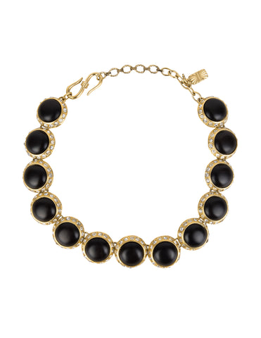 Yves Saint Laurent Vintage Crystal and Ebony Cabochon Golden Necklace