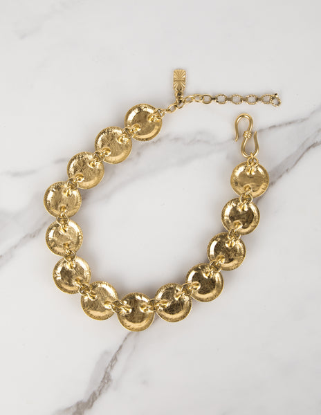 Yves Saint Laurent Vintage Crystal and Ebony Cabochon Golden Necklace