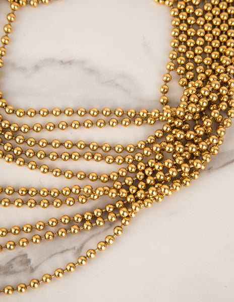Yves Saint Laurent Vintage Golden Multistrand Ball Chain Necklace