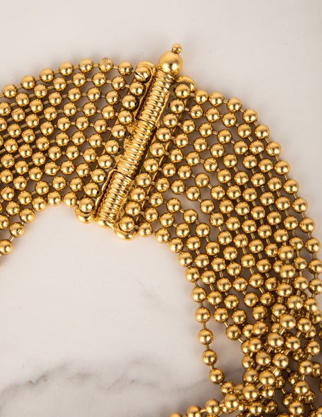 Yves Saint Laurent Vintage Golden Multistrand Ball Chain Necklace