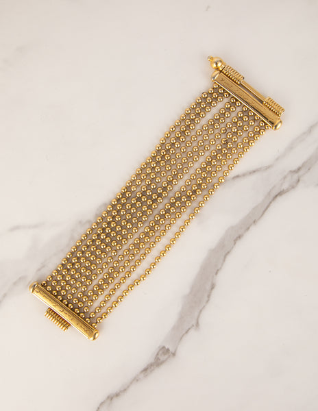 Yves Saint Laurent Vintage Golden Multistrand Ball Chain Bracelet