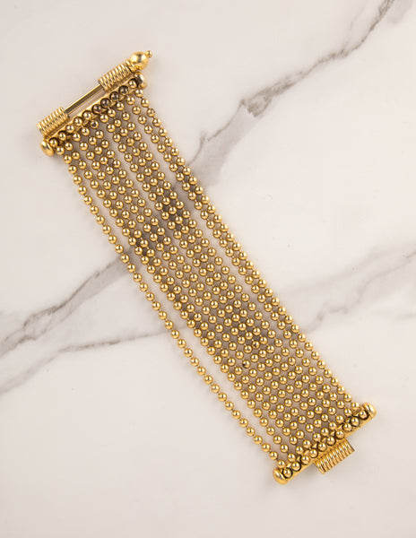 Yves Saint Laurent Vintage Golden Multistrand Ball Chain Bracelet