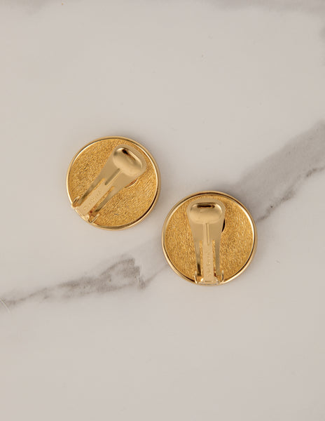 Christian Dior Vintage Large Golden CD Logo Earrings