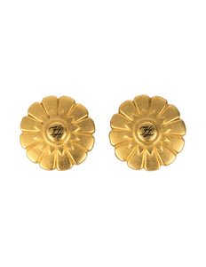 Karl Lagerfeld Vintage Golden Large Flower Burst Logo Earrings