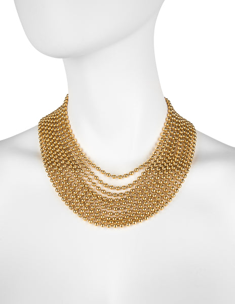 Yves Saint Laurent Vintage Golden Multistrand Ball Chain Necklace