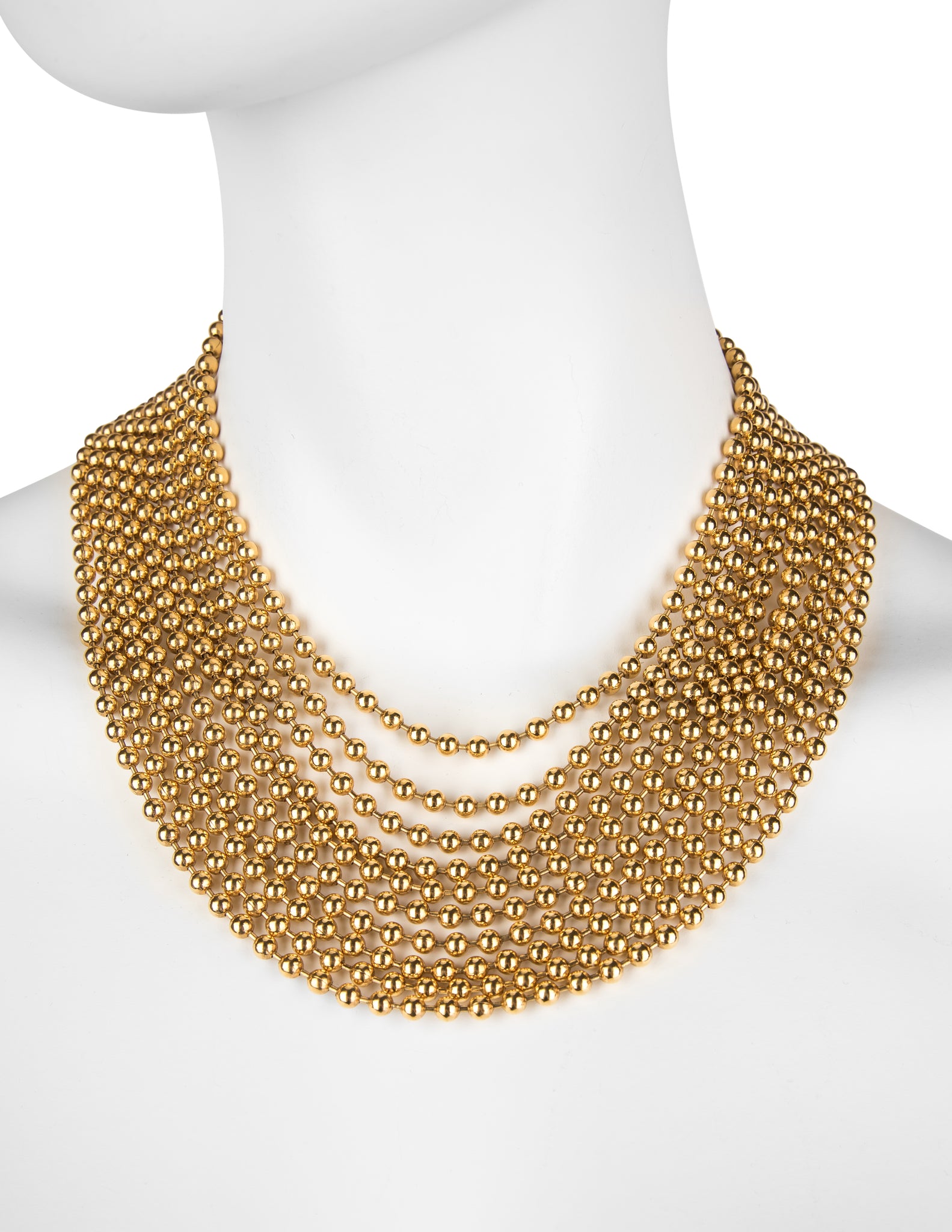 Yves Saint Laurent Vintage Golden Multistrand Ball Chain Necklace