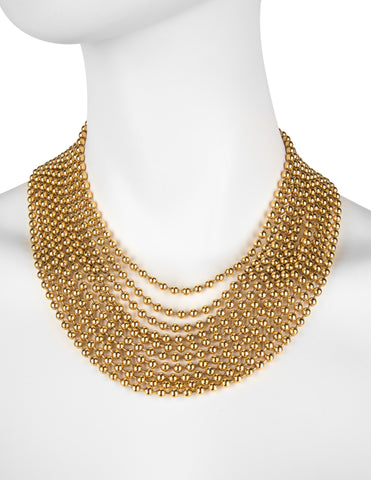 Yves Saint Laurent Vintage Golden Multistrand Ball Chain Necklace