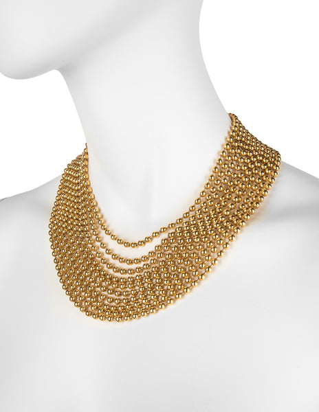 Yves Saint Laurent Vintage Golden Multistrand Ball Chain Necklace