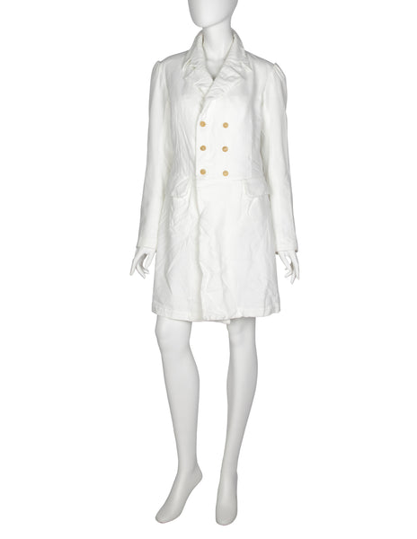 Comme des Garcons Vintage AW 2005 White Wrinkled Double Breasted Jacket