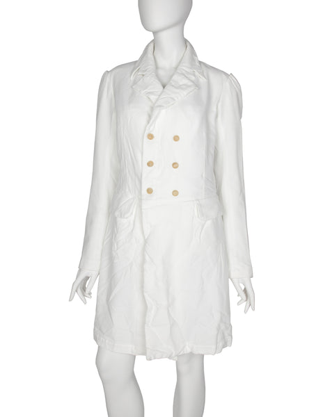 Comme des Garcons Vintage AW 2005 White Wrinkled Double Breasted Jacket