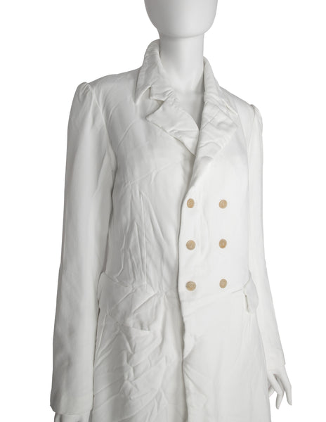 Comme des Garcons Vintage AW 2005 White Wrinkled Double Breasted Jacket