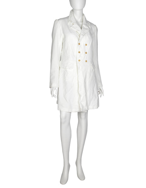 Comme des Garcons Vintage AW 2005 White Wrinkled Double Breasted Jacket