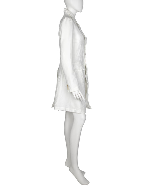 Comme des Garcons Vintage AW 2005 White Wrinkled Double Breasted Jacket