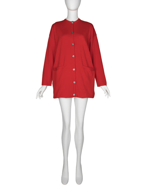 Jean Paul Gaultier Vintage AW 1991 Red Wool Continuous Convertible Cardigan Sweater Dress
