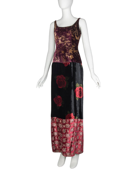 Dolce & Gabbana Vintage AW 1994 Iconic Patchwork Velvet Dress