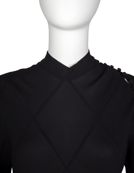 Calvin Klein Collection Vintage AW 2002 Black Diamond Panel Semi-Sheer Silk Gown