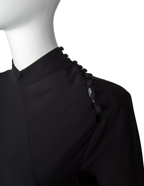 Calvin Klein Collection Vintage AW 2002 Black Diamond Panel Semi-Sheer Silk Gown