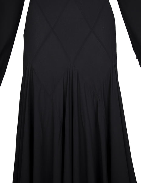 Calvin Klein Collection Vintage AW 2002 Black Diamond Panel Semi-Sheer Silk Gown