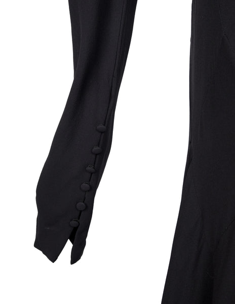Calvin Klein Collection Vintage AW 2002 Black Diamond Panel Semi-Sheer Silk Gown