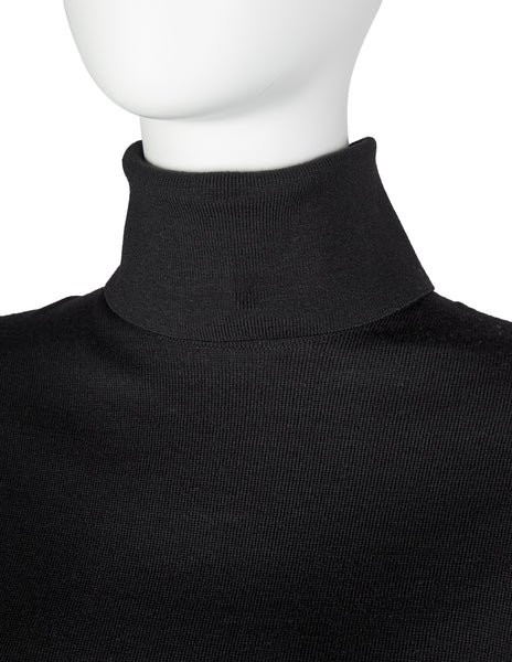 Azzedine Alaia Vintage AW 1987 Black Seamed Knit Skater Dress