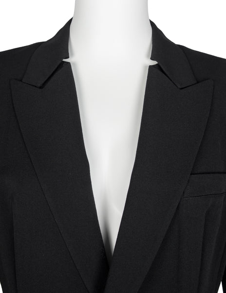 Yohji Yamamoto Vintage AW 1994 Black Wool Gabardine Tailored Coat Dress