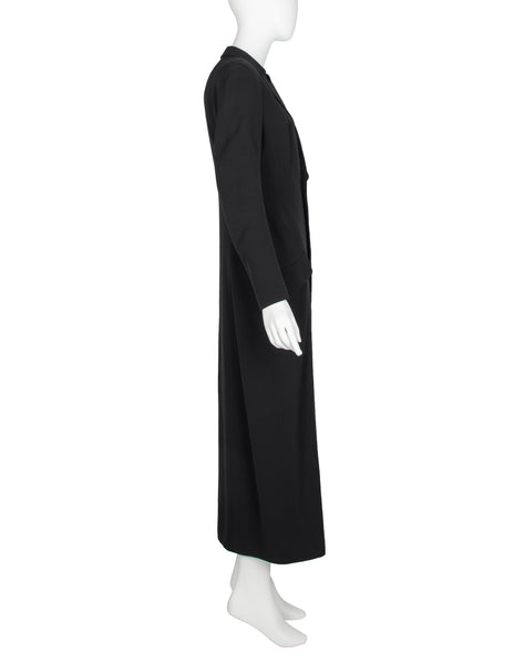 Yohji Yamamoto Vintage AW 1994 Black Wool Gabardine Tailored Coat Dress